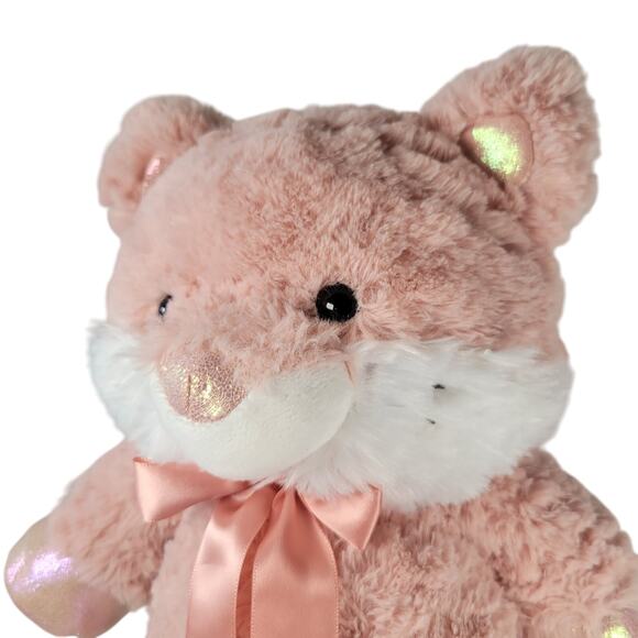 Kellytoy Pink Cat Plush 14" Stuffed Animal 2020 Satin Bow Shiny Nose Ears Feet - Picture 6 of 15